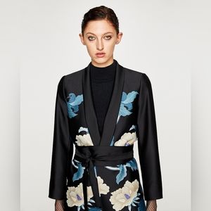 Zara Kimono Floral Wrap Blazer